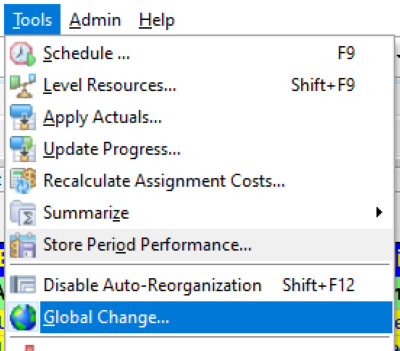 Tools Tab-Global Change