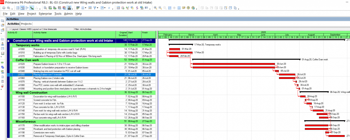 Printer Setting Of Primavera P6 Schedule 