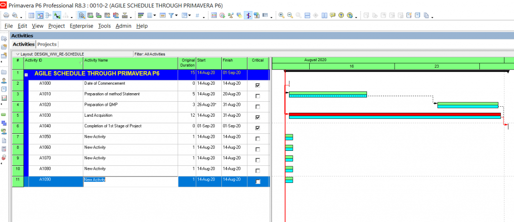 Agile Schedule through Primavera 