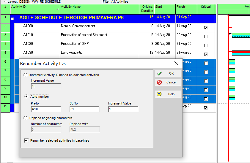 Agile Schedule through Primavera 