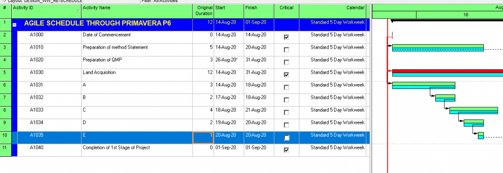 Agile Schedule through Primavera 