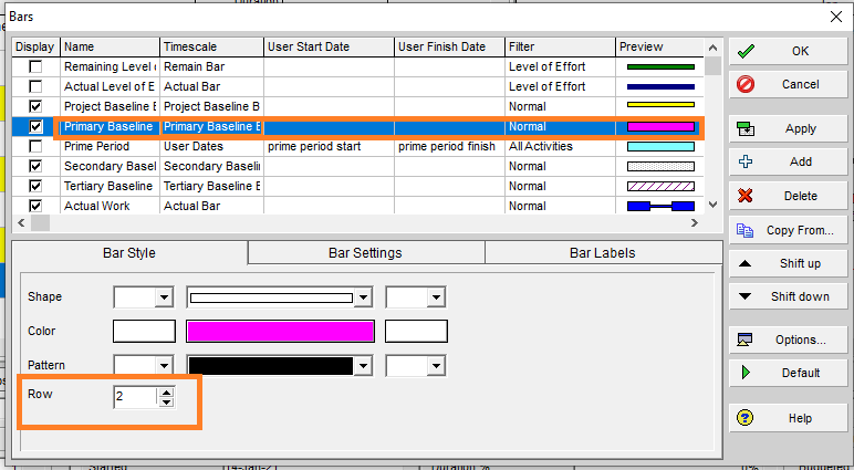 Display 4 baselines