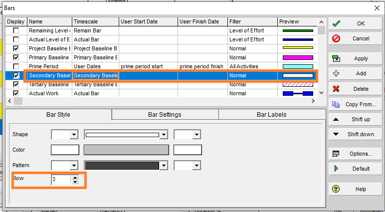 Display 4 baselines