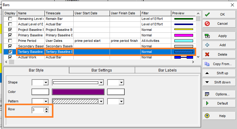 Display 4 baselines