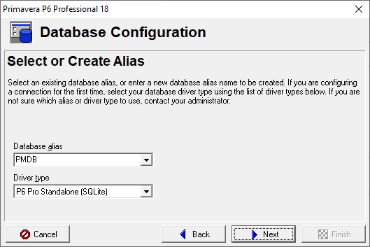 Database config login screen