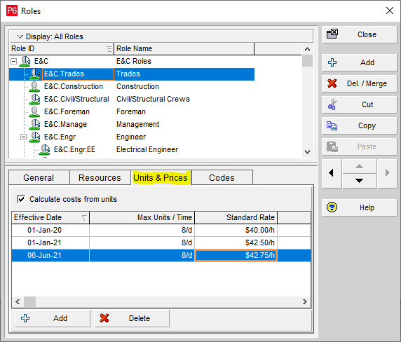 units-prices updates