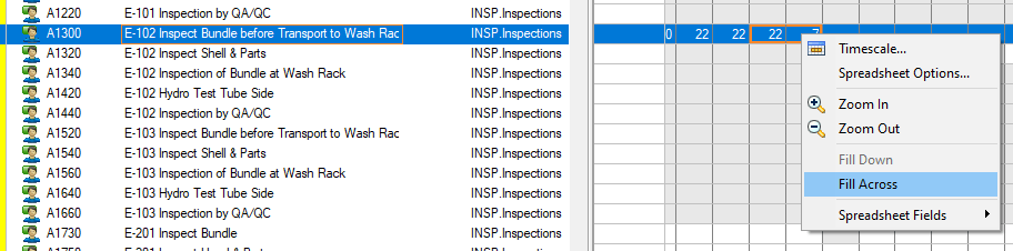 fill-down options