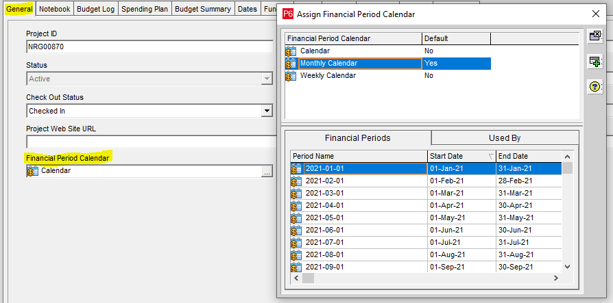 assign financial periods