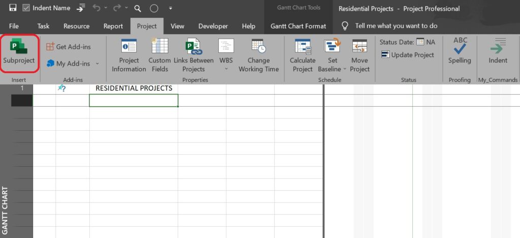 Multiple sub projects in Ms project