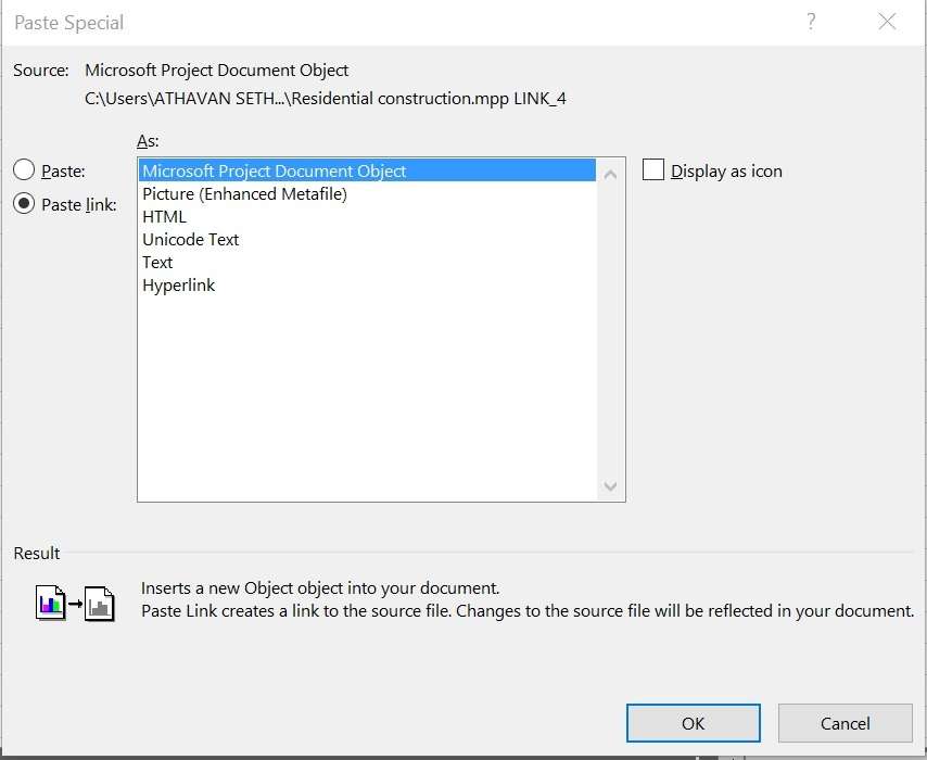 Link MS Project File with Excel File to Reflect Changes Automatically