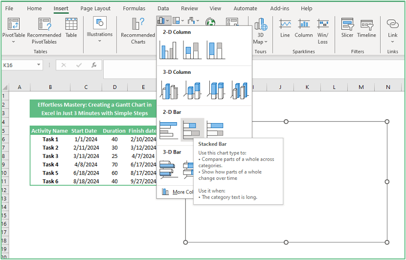 Create a Gantt Chart